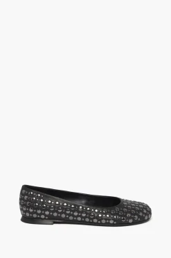 Ballerines En Cuir Noir A Clous