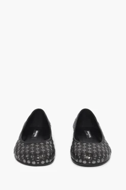 Ballerines En Cuir Noir A Clous