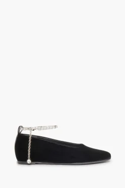 Ballerines En Velours Noir A Bride