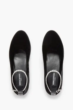 Ballerines En Velours Noir A Bride