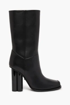Bottes Mi-Hautes En Cuir Noir