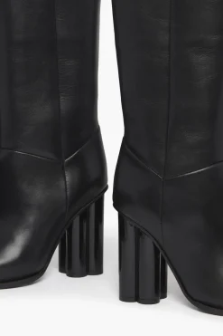Bottes Mi-Hautes En Cuir Noir