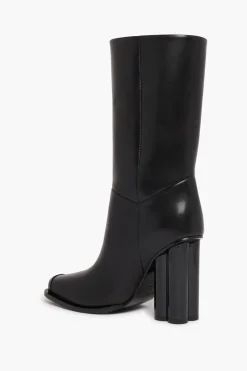 Bottes Mi-Hautes En Cuir Noir