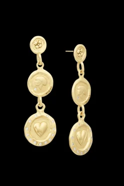 Boucles D'Oreilles Golden Medals Triple Charms