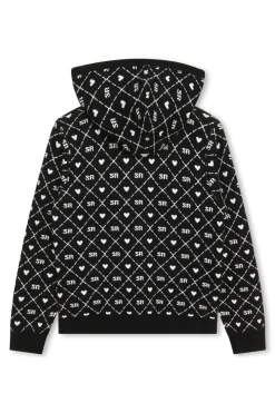 Cardigan A Capuche Tricot Motif Jacquard