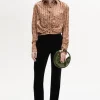 Chemise En Satin Motif Vintage Papyrus