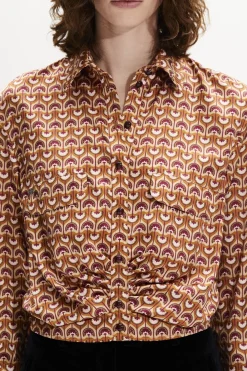 Chemise En Satin Motif Vintage Papyrus