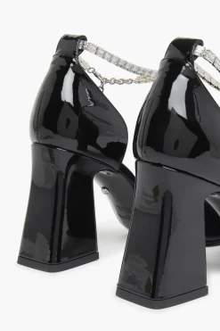 Escarpins D'Orsay En Cuir Verni Noir A Bride