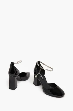 Escarpins D'Orsay En Cuir Verni Noir A Bride
