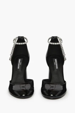 Escarpins D'Orsay En Cuir Verni Noir A Bride