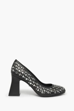 Escarpins En Cuir Noir A Clous