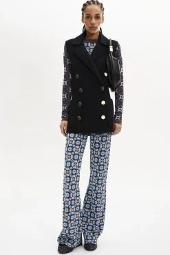 Gilet Long Sans Manches Double Boutonnage En Laine Double Face