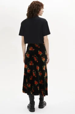 Jupe Midi Asymetrique En Jacquard De Velours