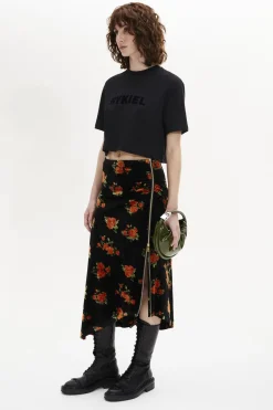 Jupe Midi Asymetrique En Jacquard De Velours