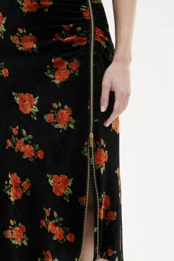 Jupe Midi Asymetrique En Jacquard De Velours