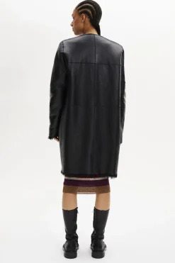 Manteau Coupe Droite Reversible En Cuir Et Shearling