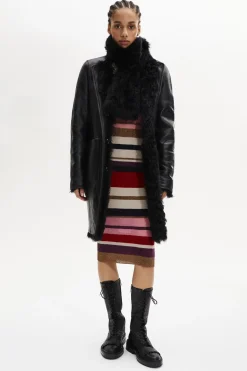 Manteau Coupe Droite Reversible En Cuir Et Shearling