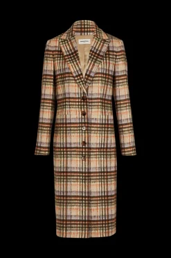 Manteau Motif Tartan En Laine Brosse