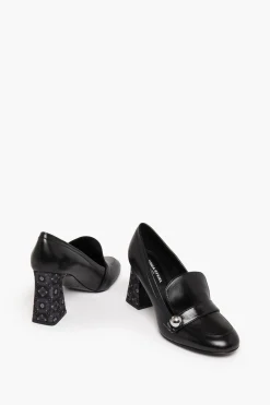 Mocassins En Cuir Metallise Noir