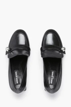 Mocassins En Cuir Metallise Noir