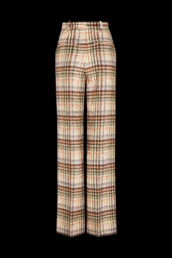Pantalon Motif Tartan En Laine Brosse
