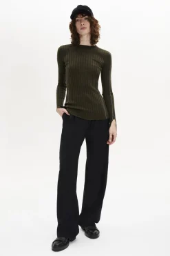 Pull Col Rond A Manches Longues Fendues