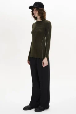 Pull Col Rond A Manches Longues Fendues