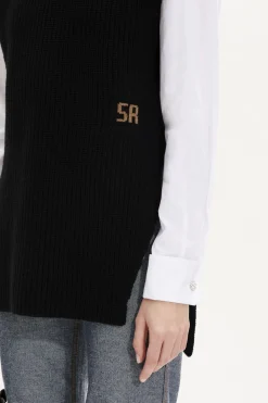 Pull Col Roule Sans Manches, Fendu Sur Les Cotes