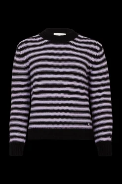 Pull Raye Col Rond A Manches Longues