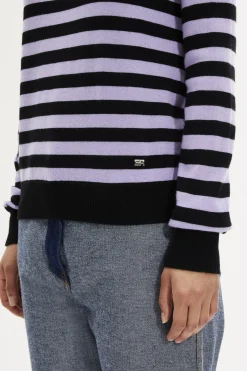 Pull Raye Col Rond A Manches Longues