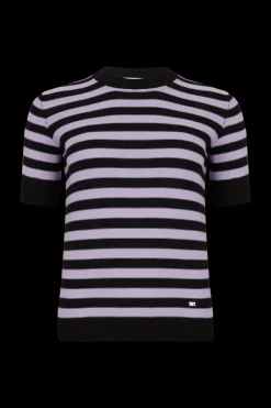Pull Raye Col Rond A Manches Courtes