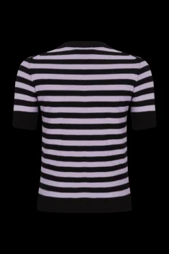 Pull Raye Col Rond A Manches Courtes