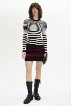 Pull Raye Col Rond A Manches Longues