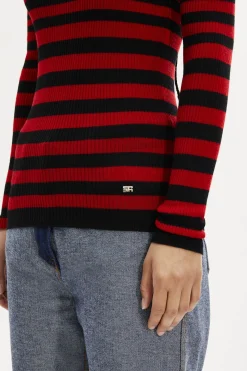 Pull Raye Col Rond A Manches Longues