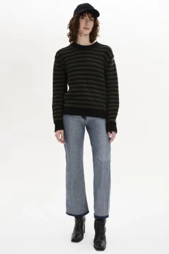 Pull Raye Col Rond A Manches Longues
