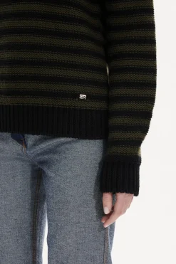 Pull Raye Col Rond A Manches Longues