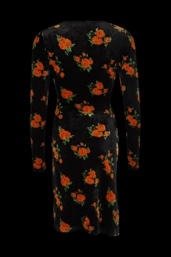 Robe Courte Asymetrique Rykiel'S Roses Imprimees Sur Velours Jersey