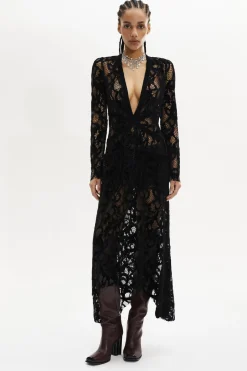 Robe Longue Asymetrique En Dentelle