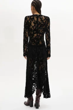 Robe Longue Asymetrique En Dentelle