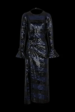 Robe Longue Dos Nu En Sequins Rayes