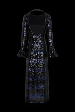 Robe Longue Dos Nu En Sequins Rayes