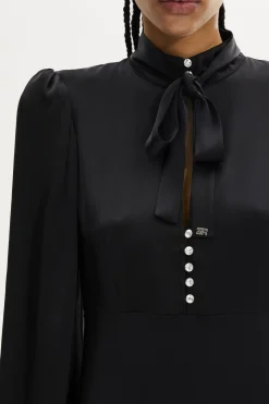 Robe Longue En Satin Col Lavaliere