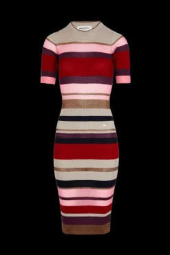 Robe Manches Courtes A Rayures En Laine Et Lurex