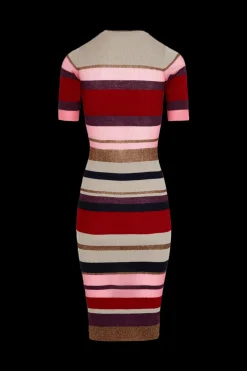 Robe Manches Courtes A Rayures En Laine Et Lurex