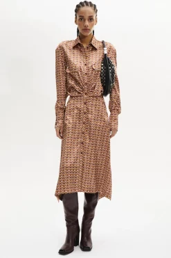 Robe Midi A Quilles Motif Vintage Papyrus