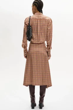 Robe Midi A Quilles Motif Vintage Papyrus