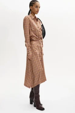 Robe Midi A Quilles Motif Vintage Papyrus