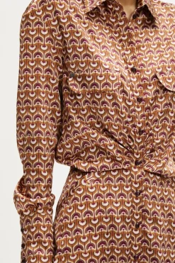 Robe Midi A Quilles Motif Vintage Papyrus