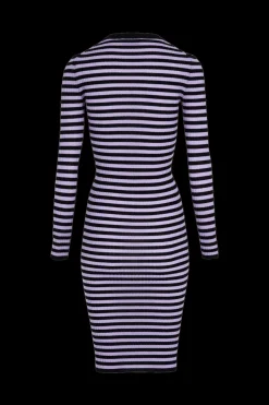 Robe Raye Col Rond A Manches Longues