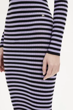 Robe Raye Col Rond A Manches Longues